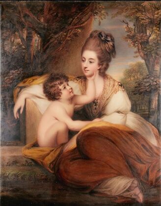 Portrait of lady Elizabeth Alicia Maria Herbert, later countess of Carnarvon and her son Charles Herbert