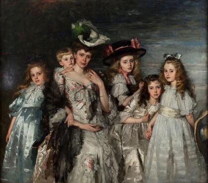 Portrait of Mrs. A.G.M. van Ogtrop-Hanlo (1871-1944) and her five children