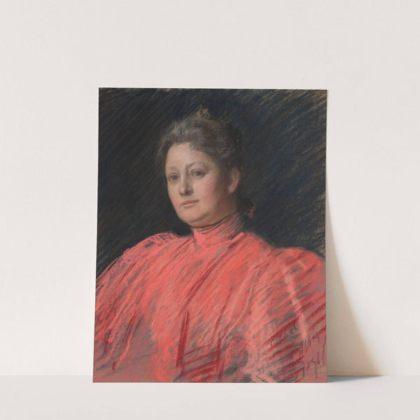 Portrait of Mrs. Abbey in pink dress, waist length (1896) by Edwin Austin Abbey