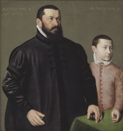 Portrait of the Nuremberg Goldsmith Hans Lencker (1523-1585) and his 9-year old son Elisius the Younger (1570)