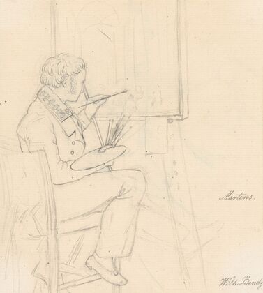 Portrait of the Painter Ditlev Martens at Work Behind and Easel