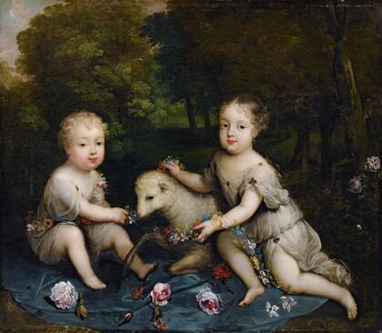 Portrait of Two Children With a Lamb — size preview