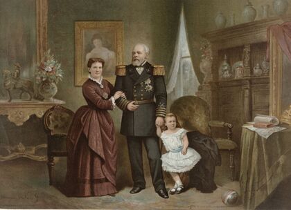 Portrait of William III, King of the Netherlands, Emma, Queen Regent of the Netherlands, and Wilhelmina, Queen of the Netherlands
