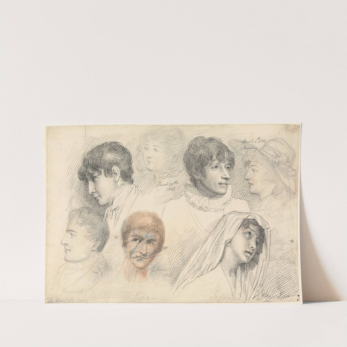 Portrait Studies of Mary Wills in Cowsslip, John Kemble, Edmund Kean and Mrs. Siddons by Samuel de Wilde
