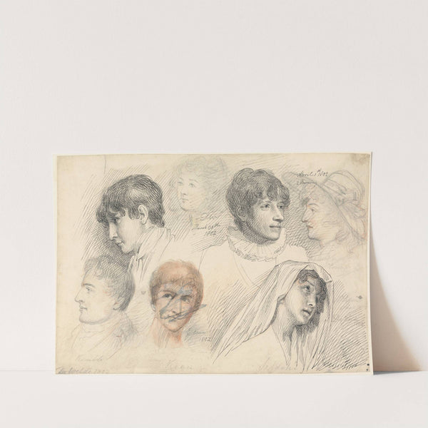 Portrait Studies of Mary Wills in Cowsslip, John Kemble, Edmund Kean and Mrs. Siddons by Samuel de Wilde