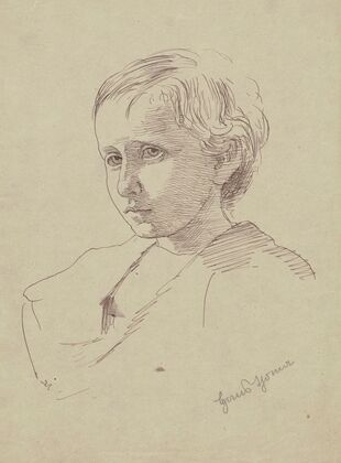 Portrait study of a boy in bust (1860 - 1924)