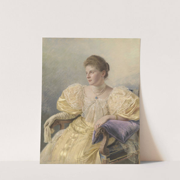 Porträt einer eleganten Dame in gelbem Kleid (1894) by Carl Bunzl