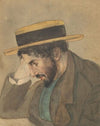 Portret van een jongeman met strooien hoed