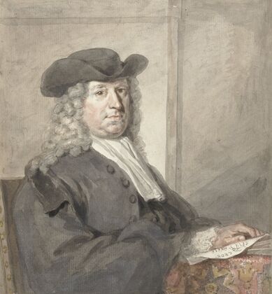 Portret van een man met een hoed en een grijze pruik, naar rechts, Aert Schouman (possibly), 1720 – 1792