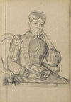 Portret van een zittende vrouw, de kin rustend op de linkerhand