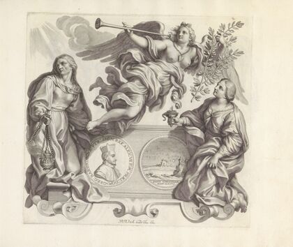 Portret van Gregorio Barbarigo en de personificaties van Gebed, Goed Gerucht en Religie-ijver (1673-1743)