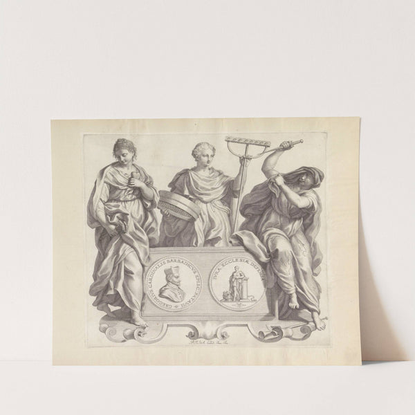 Portret van Gregorio Barbarigo en de personificaties van Kwelling, Onderscheid van goed en kwaad en Achterklap (1673-1743) by Robert van Audenaerde