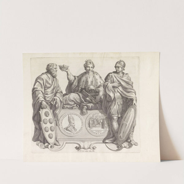 Portret van Gregorio Barbarigo, geflankeerd door het wapen van de&#8217; Medici en de orde van Sint-Stefanus (1673-1743) by Robert van Audenaerde