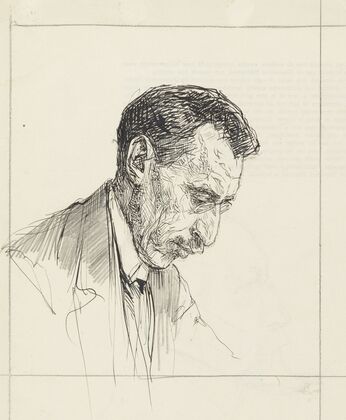 Portret van P. Visser, profiel naar rechts
