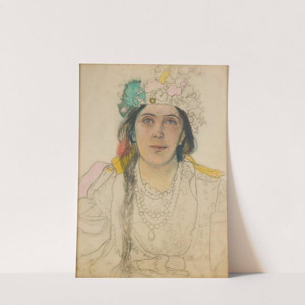 Portret Wandy Siemaszkowej w roli Panny Młodej w &#039;Weselu&#039; Stanisława Wyspiańskiego by Stanisław Wyspiański