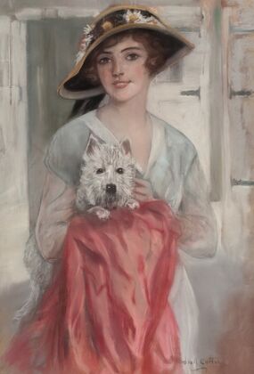 Posing with Her Terrier