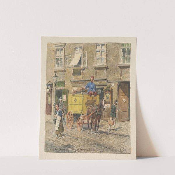 Postpaketwagen mit Dragoner (vom Wr. Regiment Nr. 3) als Kutscher (1914-1915) by Moritz Ledeli