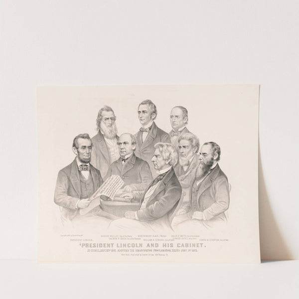 President Lincoln and his cabinet; in council, Sept. 22nd 1862. adopting the Emancipation Proclamation, issued Jany. 1st 1863 by Currier & Ives.