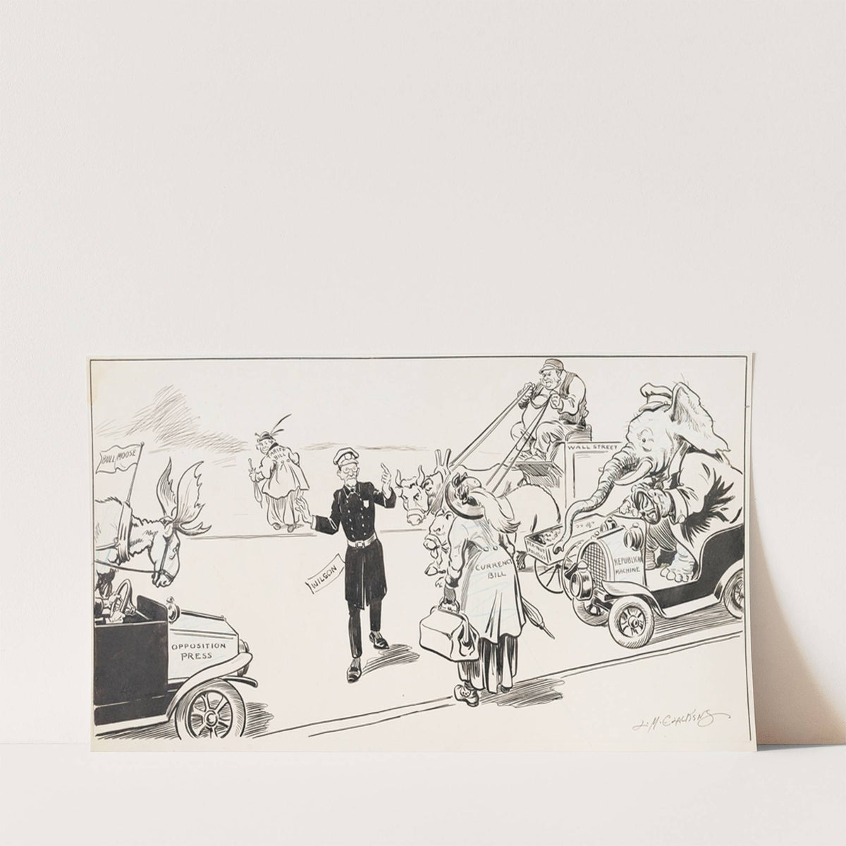 President Woodrow Wilson as a traffic cop (1913) by Louis Glackens