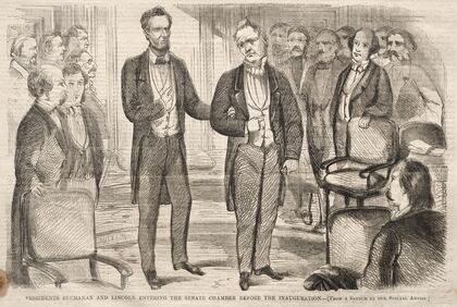 Presidents Buchanan and Lincoln Entering the Senate Chamber before the Inauguration (1861)