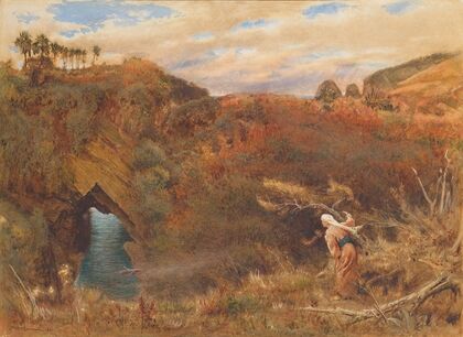 Prince Camaralzaman watching the robber of the Talisman (1884)