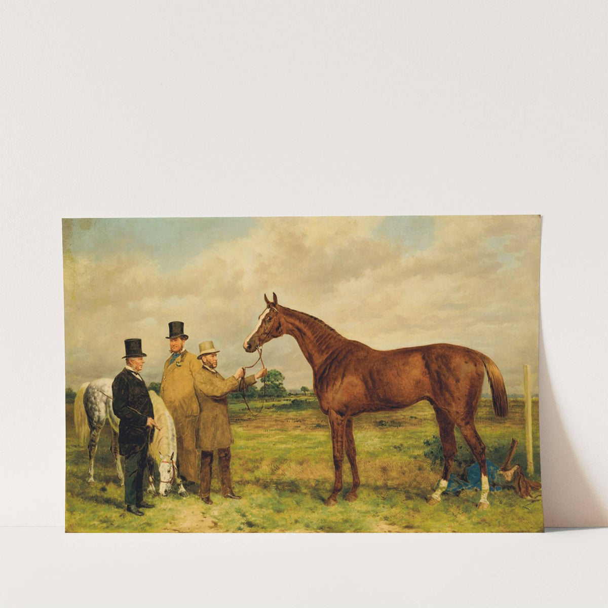 'Prince Charlie,' Winner of the Two Thousand Guineas, with Portraits of Mr. H. Jones, Owner, and Mr. Joseph Dawson, Trainer by Harry Hall