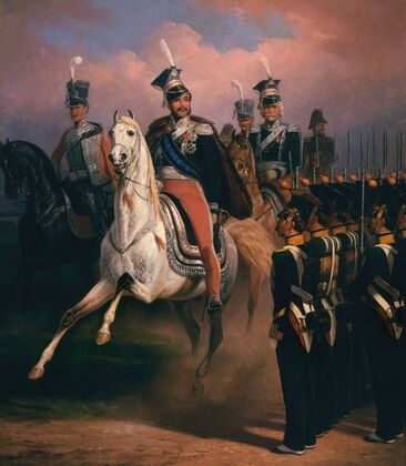 Prince Józef Poniatowski before the front of grenadiers