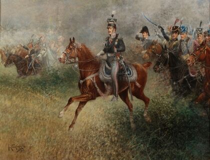 Prince Józef Poniatowski leading the army near Leipzig
