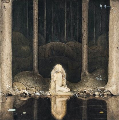Princess Tuvstarr Gazing Down Into The Dark Waters Of The Forest Tarn