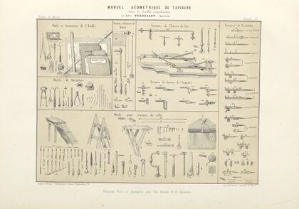 Principaux outils et accessoires pour les travaux de la tapisserie.