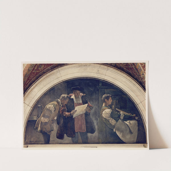 Printing Press mural in Evolution of the Book series by John White Alexander