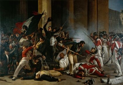 Prise du Louvre, le 29 juillet 1830; massacre des gardes suisses.