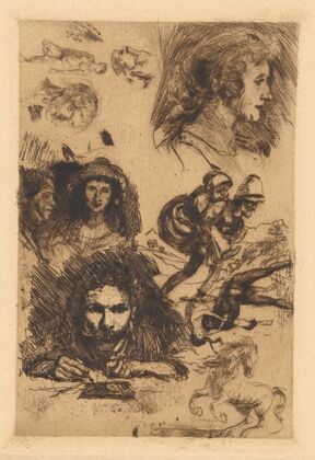 Probedruck mit Köpfen und Figuren (1898)