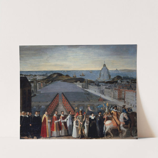 Procession de la confrérie parisienne des pélerins de Saint-Michel-du-Mont sur le Pont-Neuf, actuel 1er arrondissement by Anonymous