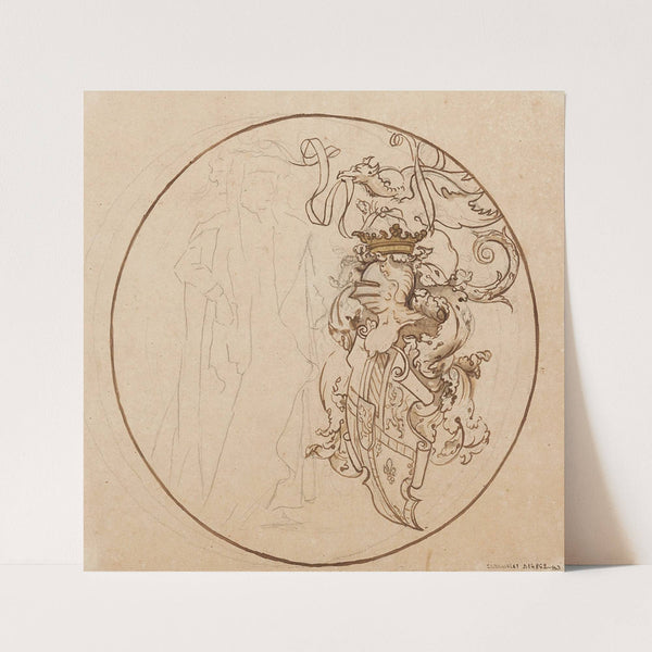 Projet de décor pour un vitrail civil à motif héraldique by Prosper Lafaye