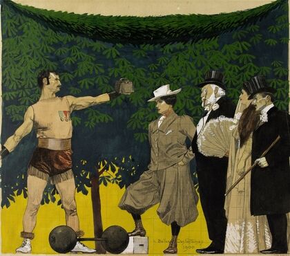 Promeneurs et artiste Ã  l’exposition de 1900