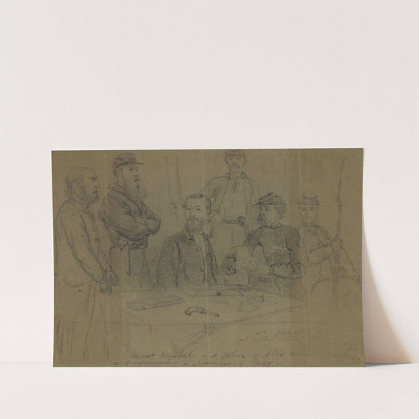 Provost Marshal-and police of Alexandria searching and examining a prisoner of war by Alfred Rudolph Waud