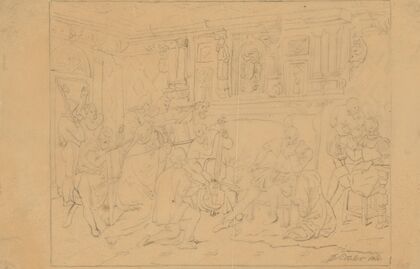 Przerys szkicu kompozycyjnego do obrazu ‘Szaleństwo króla Eryka’ (1860)