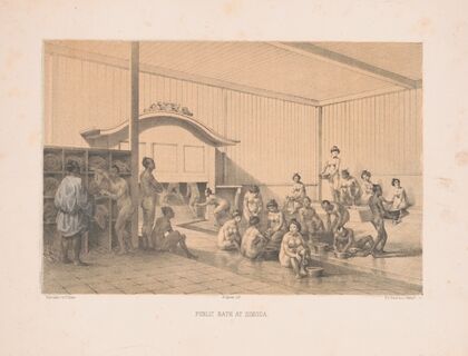 Public bath at Simoda (1856)