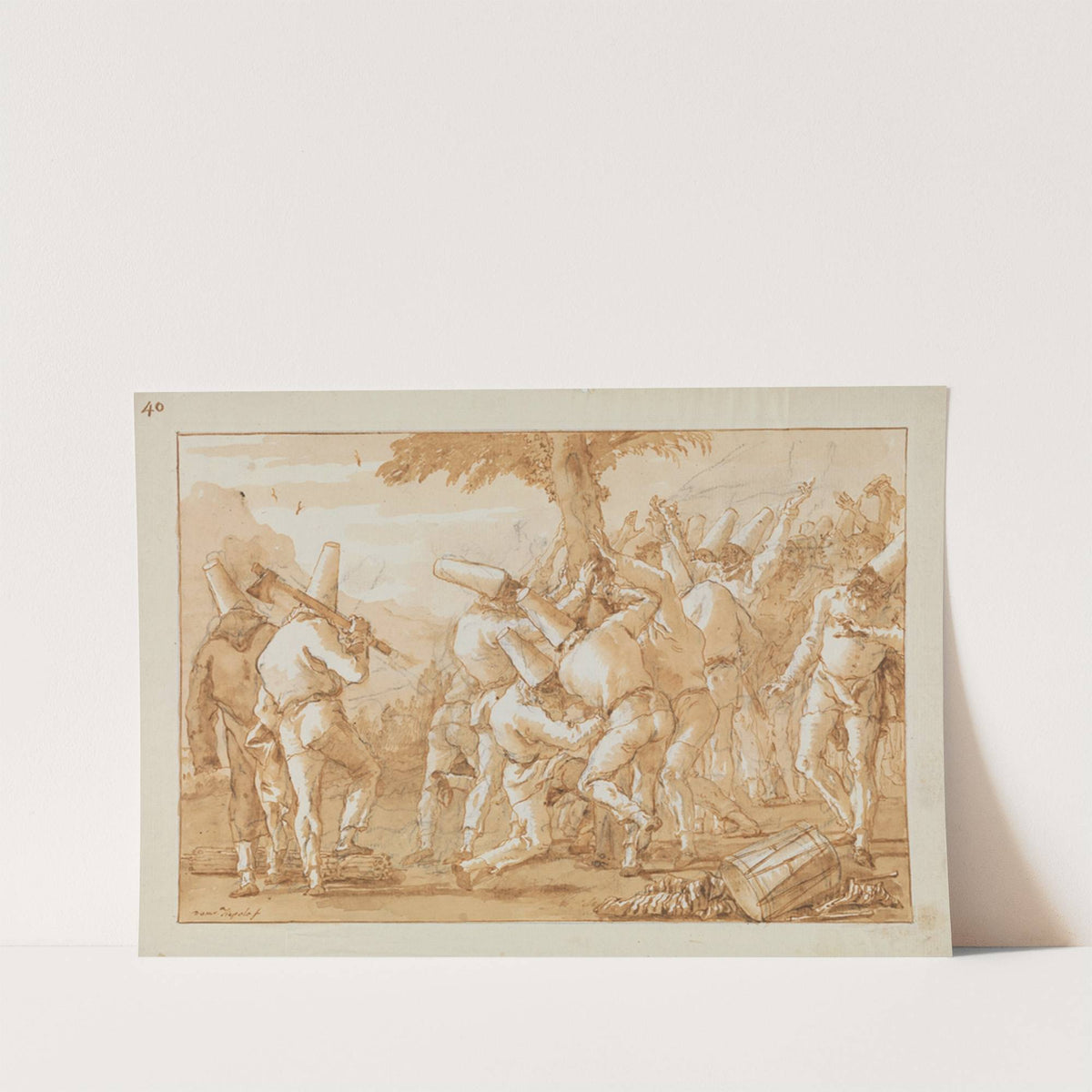 Punchinellos Felling (or Planting) a Tree (late 18th–early 19th century) by Giovanni Domenico Tiepolo