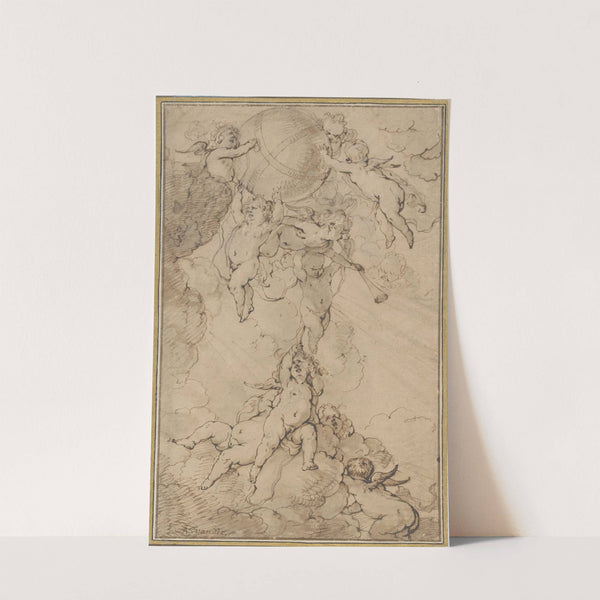 Putti in Clouds, Supporting a Globe by Jan Thomas