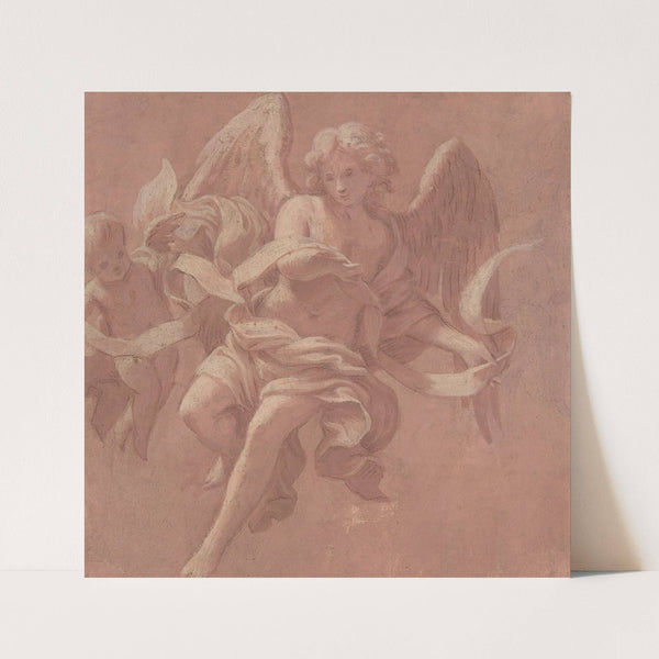 Putto and Angel Holding a Banderole by Antonio Franchi