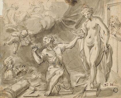 Pygmalion falls in love with his statue