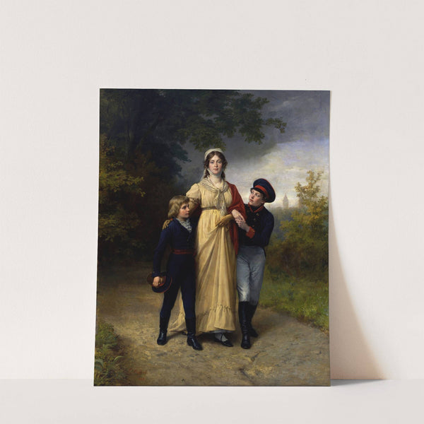 Queen Louise with her sons in Luisenwahl Park by Carl Steffeck