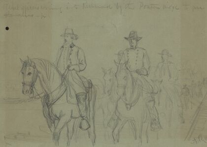 Rebel officers coming into Richmond by the ponton bridge to give themselves up