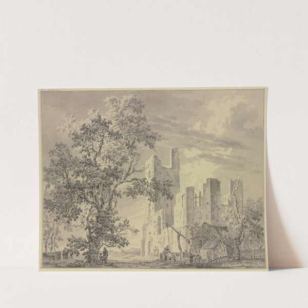 Rechts eine Ruine, dabei ein Ziehbrunnen by Paulus van Liender