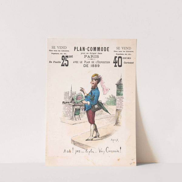Reclamebiljet voor een plattegrond van Parijs by Joseph Apoux
