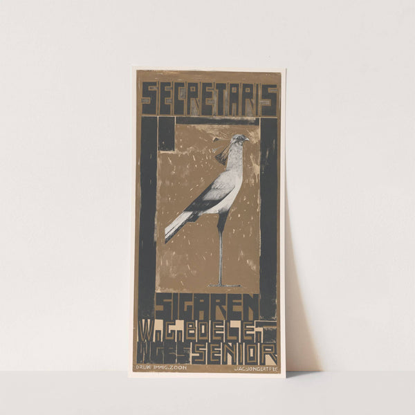 Reclamebiljet voor Secretaris-Sigaren, met vogel by Jac Jongert