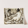 Reclining Female Nude with Attendant (1988) by Carl Newman