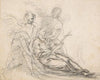 Reclining Figure of Saint Holding Cross, Supported by Two Angels